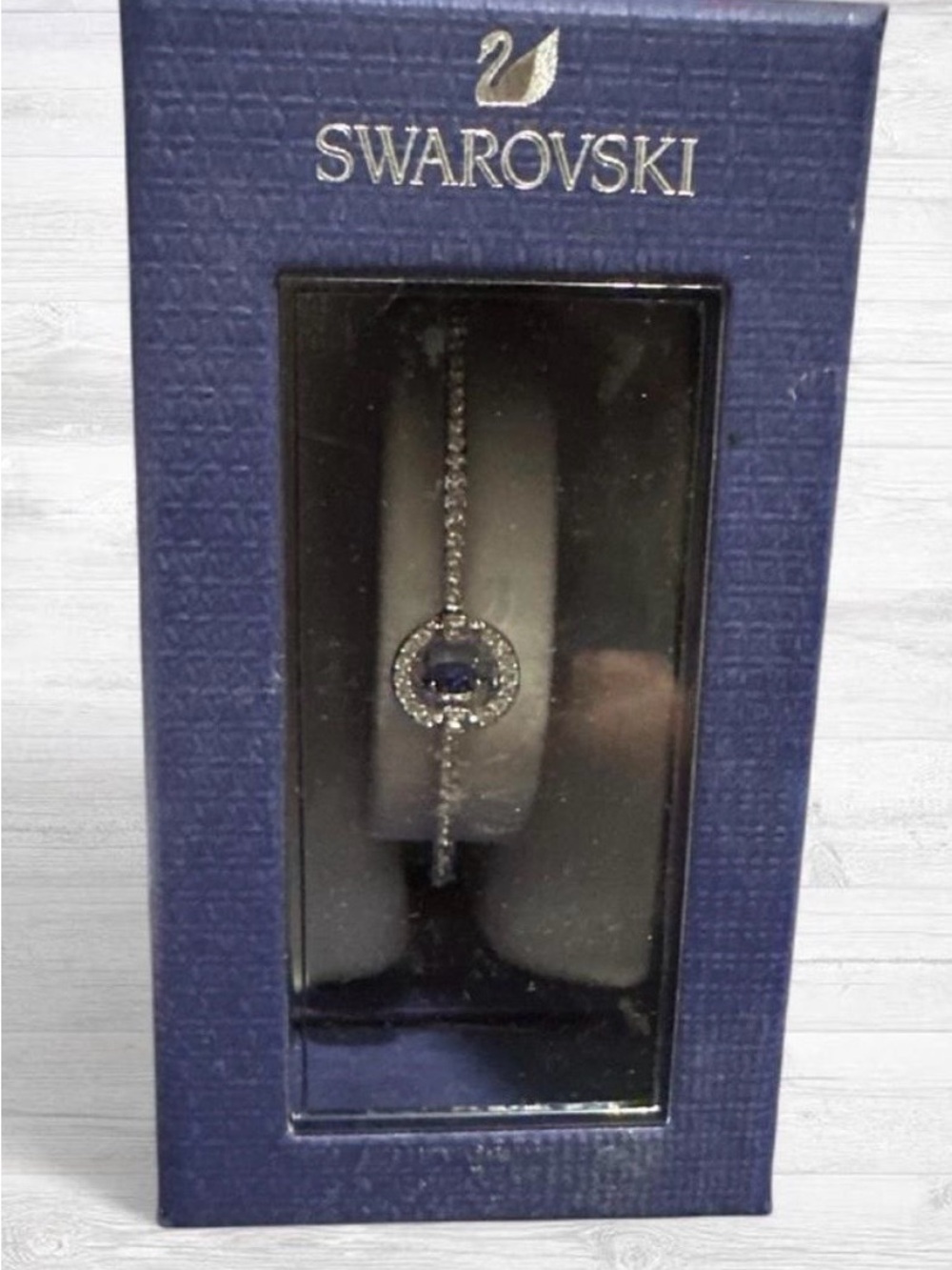 Swarovski Silver Bracelet with Navy Blue Center Crystal